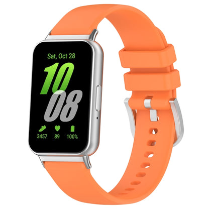 For Samsung Galaxy Fit 3 SM-R390 Metal Connector Liquid Glossy Silicone Watch Band(Orange) - Watch Bands by buy2fix | Online Shopping UK | buy2fix