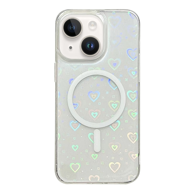 For iPhone 14 Laser Love MagSafe TPU Phone Case(Transparent) - iPhone 14 Cases by buy2fix | Online Shopping UK | buy2fix