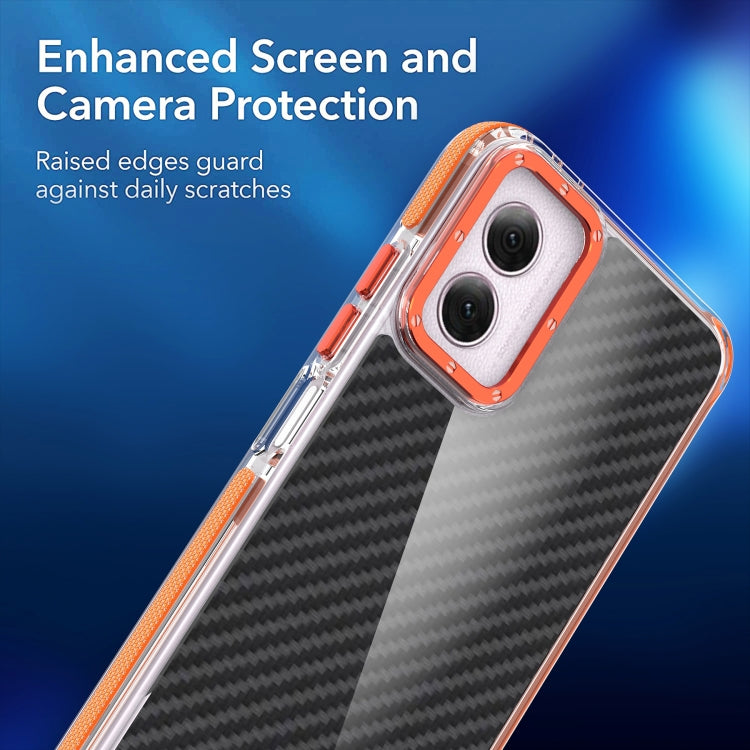 For Motorola Moto G Play 2024 Dual-Color Carbon Fiber Acrylic Hybrid TPU Phone Case(Orange) - Motorola Cases by buy2fix | Online Shopping UK | buy2fix