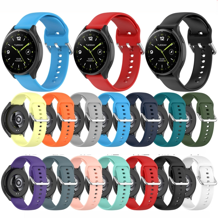 For Xiaomi Watch 2 Solid Color Metal Silver Buckle Silicone Watch Band, Size: L(Cyan) - Watch Bands by buy2fix | Online Shopping UK | buy2fix