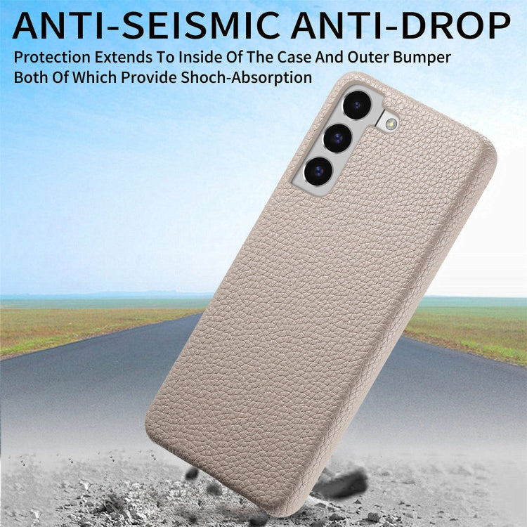 For Samsung Galaxy S22+ 5G Litchi Oil Edge Leather Back Phone Case(Khaki) - Galaxy S22+ 5G Cases by buy2fix | Online Shopping UK | buy2fix