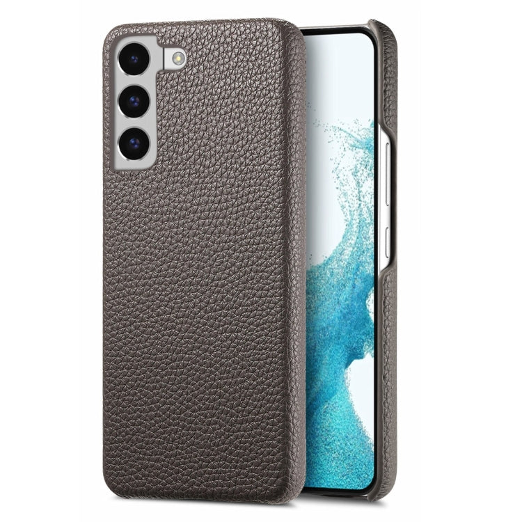For Samsung Galaxy S22 5G Litchi Oil Edge Leather Back Phone Case(Grey) - Galaxy S22 5G Cases by buy2fix | Online Shopping UK | buy2fix