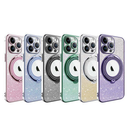 For iPhone 14 Pro Max Rotation MagSafe Holder Gradient Glitter TPU Phone Case(Night Purple) - iPhone 14 Pro Max Cases by buy2fix | Online Shopping UK | buy2fix