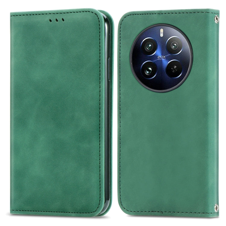 For Realme 12 Pro Retro Skin Feel Magnetic Leather Phone Case(Green) - Realme Cases by buy2fix | Online Shopping UK | buy2fix