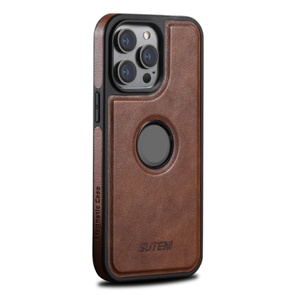 For iPhone 12 Pro Max Suteni G1 Magsafe Leather Back Phone Case(Brown) - iPhone 12 Pro Max Cases by Suteni | Online Shopping UK | buy2fix