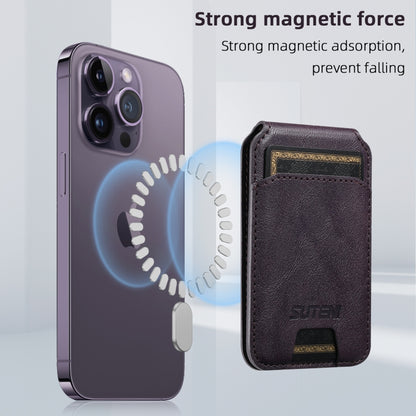 Suteni S2 Phone Magnetic Card Case Card Sleeve MagSafe Magnetic Coil PU Leather(Purple) -  by Suteni | Online Shopping UK | buy2fix