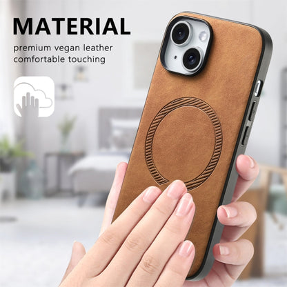 For iPhone 16 Solid Color Retro Magsafe PU Back Cover Phone Case(Brown) - iPhone 16 Cases by buy2fix | Online Shopping UK | buy2fix