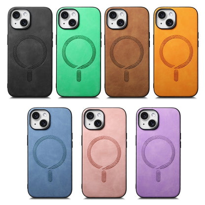 For iPhone 16 Pro Solid Color Retro Magsafe PU Back Cover Phone Case(Purple) - More iPhone Cases by buy2fix | Online Shopping UK | buy2fix