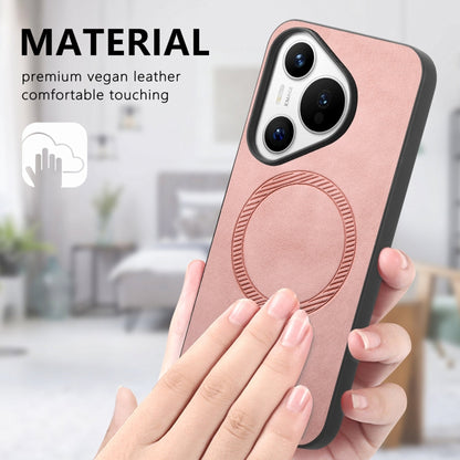 For Huawei Pura 70 Pro+ Solid Color Retro Magsafe PU Back Cover Phone Case(Pink) - Huawei Cases by buy2fix | Online Shopping UK | buy2fix