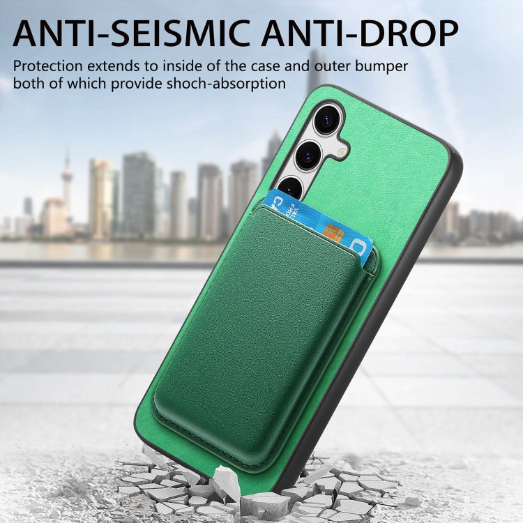 For Samsung Galaxy S23 5G Retro Magsafe Card Bag PU Back Cover Phone Case(Green) - Galaxy S23 5G Cases by buy2fix | Online Shopping UK | buy2fix