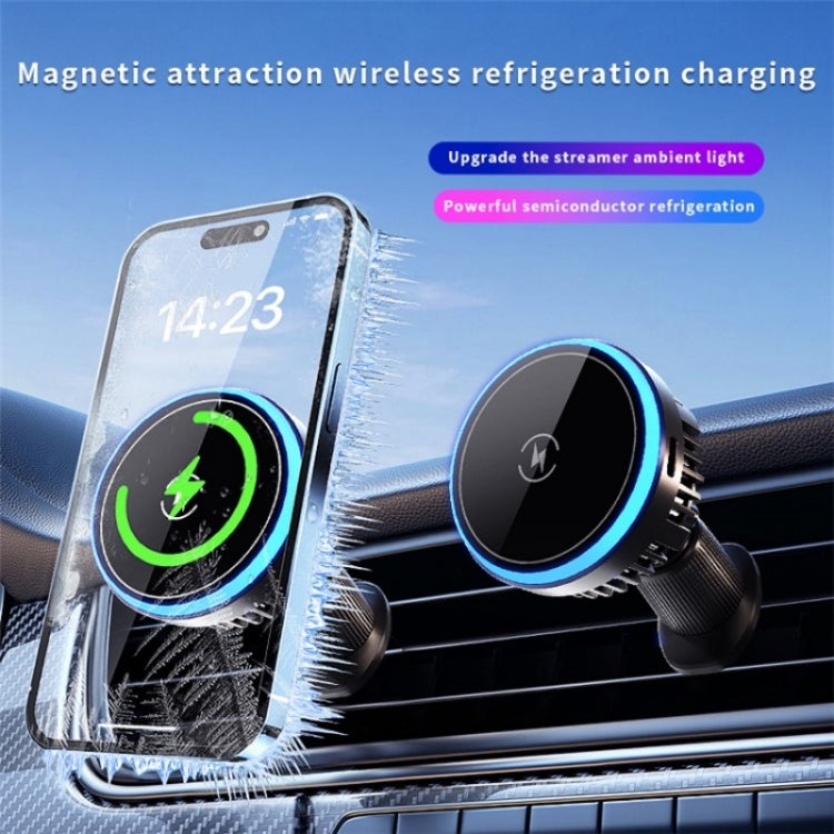 T2 Vehicle Air Vent Phone Charging Stand Magnetic Wireless Colorful Light Charger - Wireless Charging Pads by buy2fix | Online Shopping UK | buy2fix