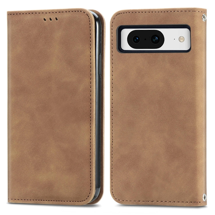 For Google Pixel 9 Retro Skin Feel Magnetic Flip Leather Phone Case(Brown) - Google Cases by buy2fix | Online Shopping UK | buy2fix