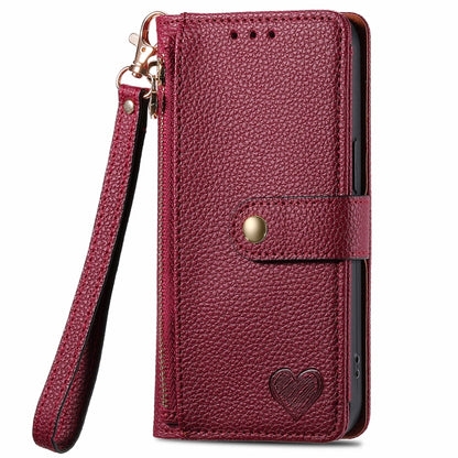 For Motorola Moto G Play 2024 Love Zipper Lanyard Leather Phone Case(Red) - Motorola Cases by buy2fix | Online Shopping UK | buy2fix