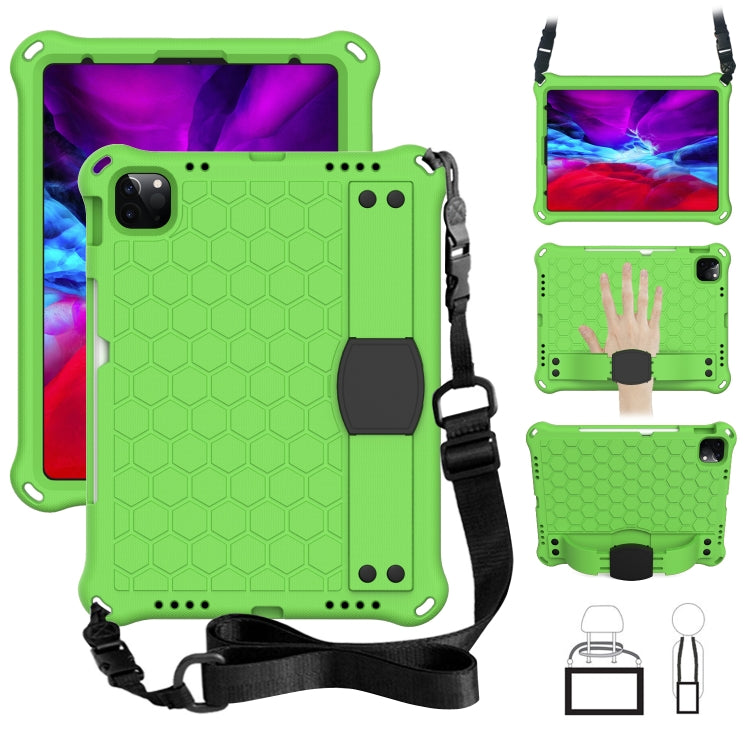 For iPad Pro 11 2024 Honeycomb EVA Hybrid PC Tablet Case with Strap(Green+Black) - iPad Pro 11 2024 Cases by buy2fix | Online Shopping UK | buy2fix