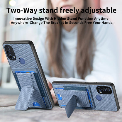 For Motorola Moto G Stylus 5G 2024 Carbon Fiber Fold Stand Elastic Card Bag Phone Case(Blue) - Motorola Cases by buy2fix | Online Shopping UK | buy2fix