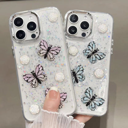 For iPhone 16 Pro Glitter 3D Butterfly TPU Phone Case(Gold) - iPhone 16 Pro Cases by buy2fix | Online Shopping UK | buy2fix