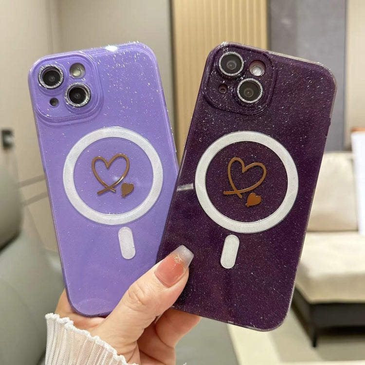 For iPhone 15 Plus Love MagSafe GlitterJelly TPU Phone Case(Dark Purple) - iPhone 15 Plus Cases by buy2fix | Online Shopping UK | buy2fix