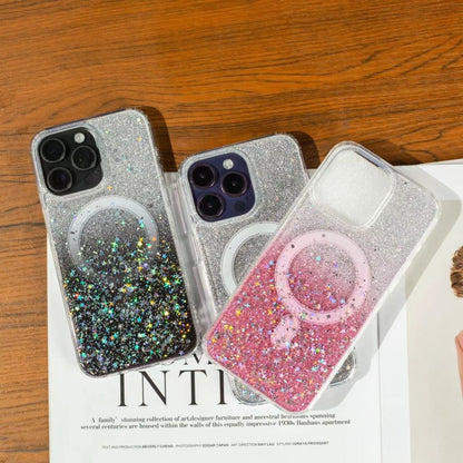 For iPhone 14 Gradient Glitter Starry MagSafe Phone Case(Gradient Silver) - iPhone 14 Cases by buy2fix | Online Shopping UK | buy2fix