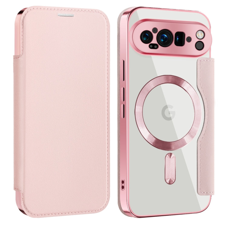 For Google Pixel 9 Pro Shield MagSafe RFID Anti-theft Leather Phone Case(Pink) - Google Cases by buy2fix | Online Shopping UK | buy2fix