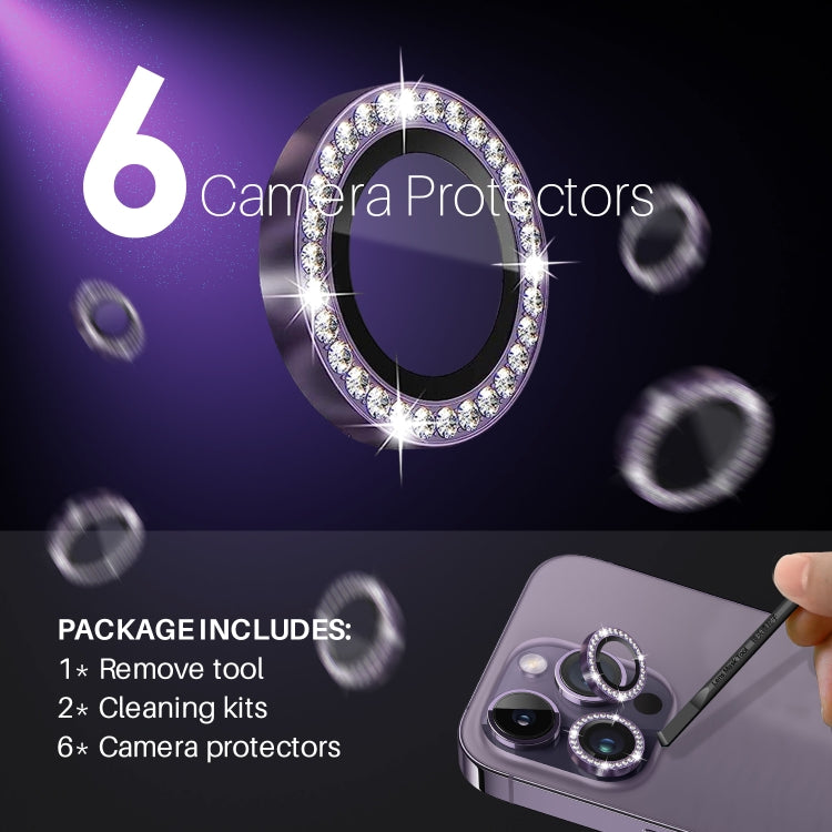 For iPhone 15 Pro / 15 Pro Max NORTHJO 2 Set 6Pcs Camera Lens Protector Diamond Metal Ring Film(Purple) - iPhone 15 Pro Max Tempered Glass by NORTHJO | Online Shopping UK | buy2fix