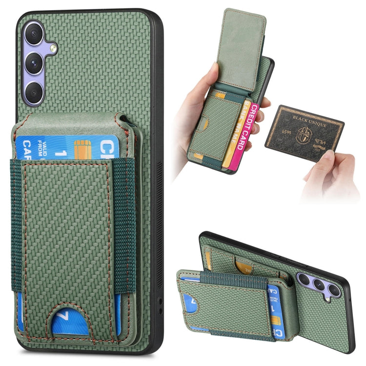 For Samsung Galaxy S25 Ultra 5G Carbon Fiber Vertical Flip Wallet Stand Phone Case(Green) - Galaxy S25 Ultra 5G Cases by buy2fix | Online Shopping UK | buy2fix