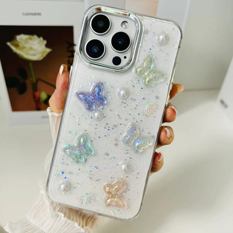 For iPhone 16 3D Colorful Crystal Butterfly TPU Phone Case(Butterfly Pearl) - iPhone 16 Cases by buy2fix | Online Shopping UK | buy2fix