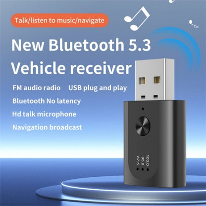 M08 USB Bluetooth 5.3 Adapter Hands-Free Call Car Wireless Audio Receiver - Bluetooth Car Kits by buy2fix | Online Shopping UK | buy2fix