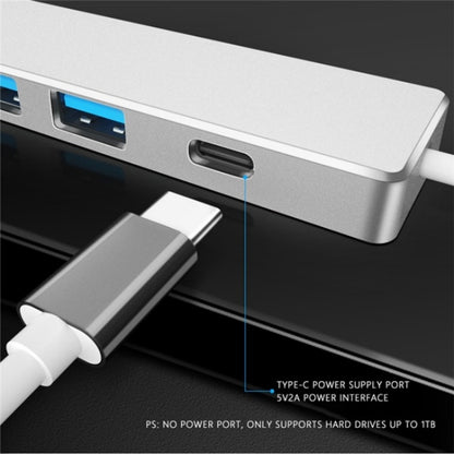 ADS-301C USB-C / Type-C to USB-C + USB 3.0 + 3 x USB 2.0 Expander HUB(Grey) - USB HUB by buy2fix | Online Shopping UK | buy2fix