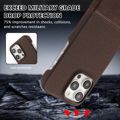 For iPhone 16 Plus Stitching Cloth PU Shockproof Phone Case(Dark Brown) - iPhone 16 Plus Cases by buy2fix | Online Shopping UK | buy2fix