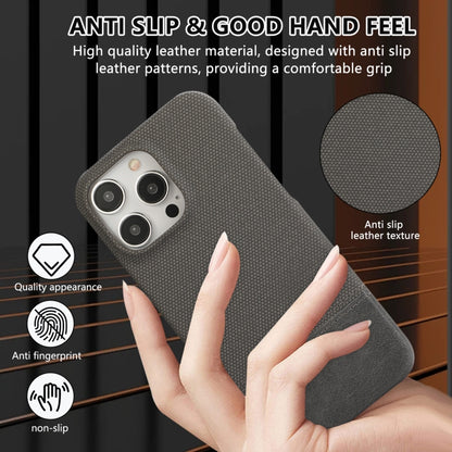 For iPhone 16 Plus Stitching Cloth PU Shockproof Phone Case(Grey) - iPhone 16 Plus Cases by buy2fix | Online Shopping UK | buy2fix