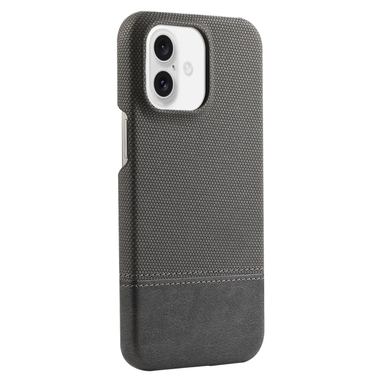 For iPhone 16 Stitching Cloth PU Shockproof Phone Case(Grey) - iPhone 16 Cases by buy2fix | Online Shopping UK | buy2fix