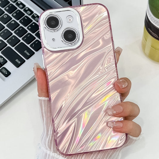 For iPhone 16 Plating Glitter Texture TPU Phone Case with Lens Film(Pink Water Ripples) - iPhone 16 Plus Cases by buy2fix | Online Shopping UK | buy2fix