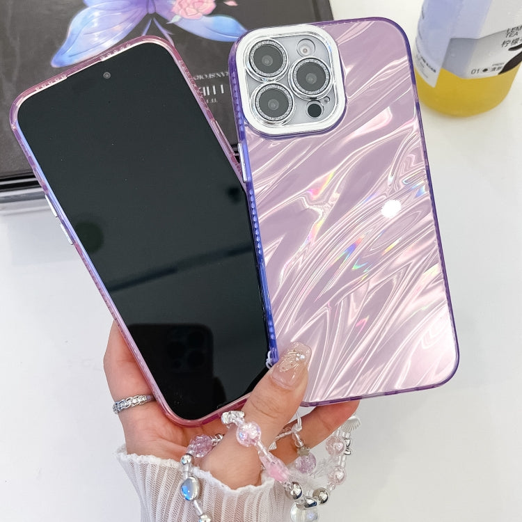 For iPhone 16 Plus Plating Glitter Texture Chain Wristband TPU Phone Case with Lens Film(White Tinfoil Texture) - iPhone 16 Plus Cases by buy2fix | Online Shopping UK | buy2fix