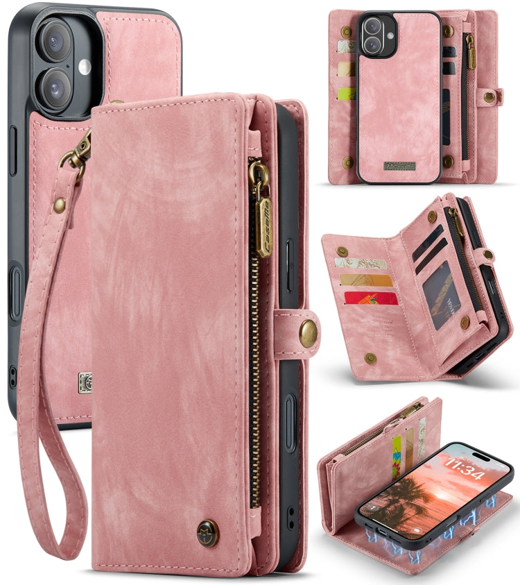 For iPhone 16 CaseMe 008 Detachable Multifunctional Leather Phone Case(Pink) - iPhone 16 Cases by CaseMe | Online Shopping UK | buy2fix