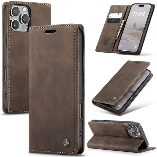 For iPhone 16 Pro CaseMe 013 Multifunctional Horizontal Flip Leather Phone Case(Brown) - iPhone 16 Pro Cases by CaseMe | Online Shopping UK | buy2fix