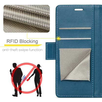 For iPhone 16 Pro Max CaseMe 023 Butterfly Buckle Litchi Texture RFID Anti-theft Leather Phone Case(Blue) - iPhone 16 Pro Max Cases by CaseMe | Online Shopping UK | buy2fix