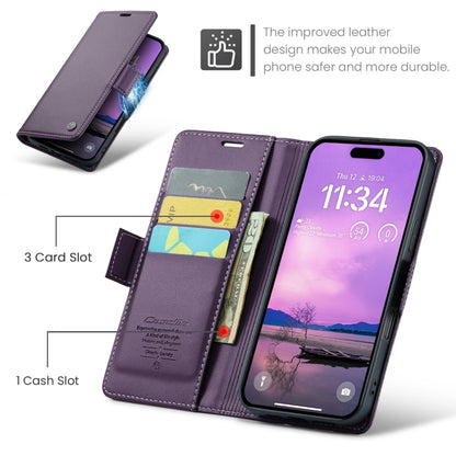 For iPhone 16 CaseMe 023 Butterfly Buckle Litchi Texture RFID Anti-theft Leather Phone Case(Purple) - iPhone 16 Cases by CaseMe | Online Shopping UK | buy2fix