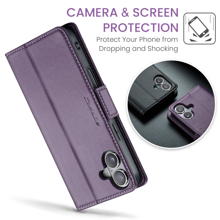 For iPhone 16 Plus CaseMe 023 Butterfly Buckle Litchi Texture RFID Anti-theft Leather Phone Case(Purple) - iPhone 16 Plus Cases by CaseMe | Online Shopping UK | buy2fix