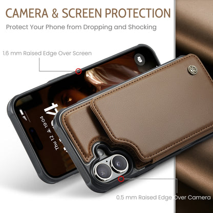 For iPhone 16 Plus CaseMe C22 Card Slots Holder RFID Anti-theft Phone Case(Brown) - iPhone 16 Plus Cases by CaseMe | Online Shopping UK | buy2fix