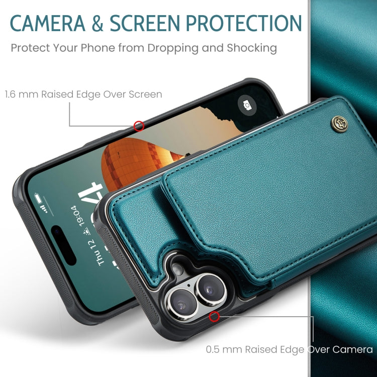 For iPhone 16 Plus CaseMe C22 Card Slots Holder RFID Anti-theft Phone Case(Green) - iPhone 16 Plus Cases by CaseMe | Online Shopping UK | buy2fix