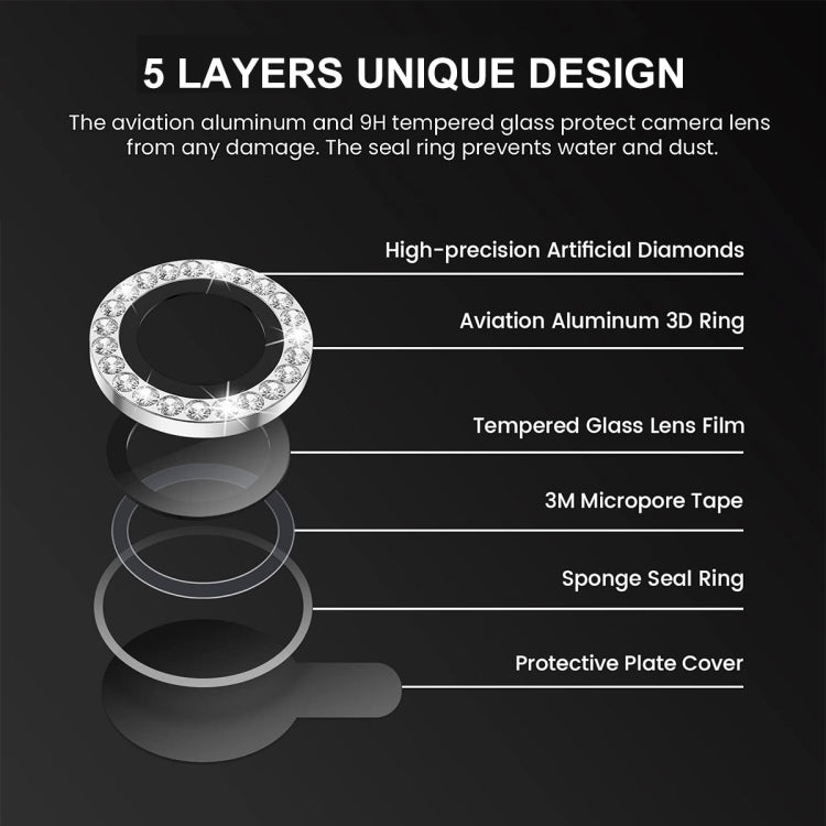 For iPhone 16 / 16 Plus ENKAY AR Anti-reflection Individual Diamond Ring Camera Lens Glass Full Film(Colorful) - iPhone 16 Plus Tempered Glass by ENKAY | Online Shopping UK | buy2fix