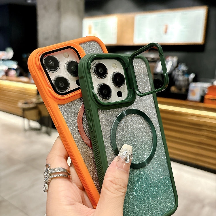 For iPhone 16 Pro CD-grain Gradient Glitter Magsafe Acrylic Hybrid TPU Phone Case(Green) - iPhone 16 Pro Cases by buy2fix | Online Shopping UK | buy2fix