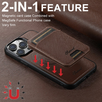 For iPhone 13 Pro Max Suteni H18 Cross Grain MagSafe Wallet Leather Phone Case(Brown) - iPhone 13 Pro Max Cases by Suteni | Online Shopping UK | buy2fix