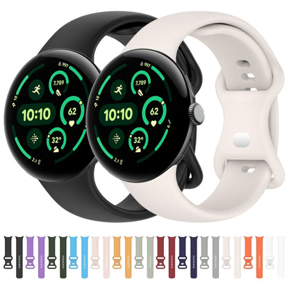 For  Google Pixel Watch 3 41mm Solid Color Butterfly Buckle Silicone Watch Band, Size:L(White) - Watch Bands by buy2fix | Online Shopping UK | buy2fix