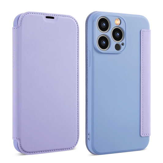 For iPhone 16 Plus Imitate Liquid Skin Feel Leather Phone Case with Card Slots(Purple) - iPhone 16 Plus Cases by buy2fix | Online Shopping UK | buy2fix