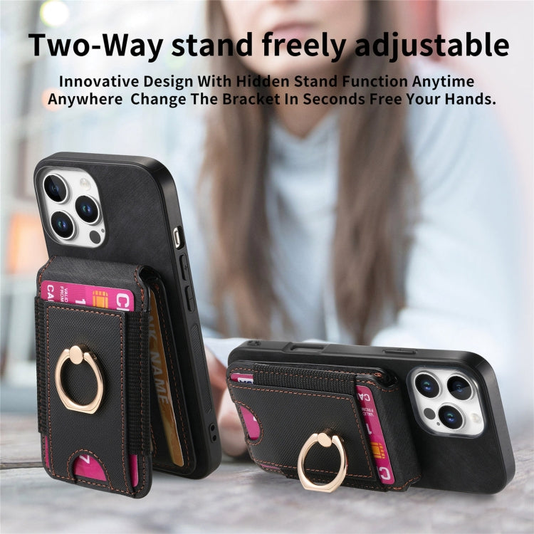 For iPhone 16 Pro Retro Splitable Magnetic Stand Card Bag Leather Phone Case(Black) - iPhone 16 Pro Cases by buy2fix | Online Shopping UK | buy2fix