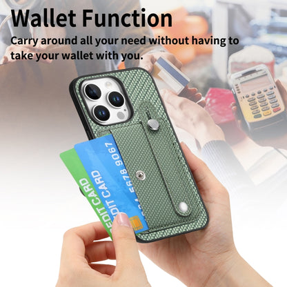 For iPhone 16 Pro Wristband Kickstand Card Wallet Back Phone Case with Tool Knife(Green) - iPhone 16 Pro Cases by buy2fix | Online Shopping UK | buy2fix