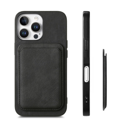 For iPhone 16 Pro Retro Leather Card Bag Magnetic Phone Case(Black) - iPhone 16 Pro Cases by buy2fix | Online Shopping UK | buy2fix