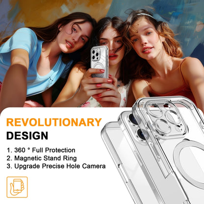 For iPhone 16 Pro Skin Feel MagSafe Holder 360 Full Body Phone Case(Transparent) - iPhone 16 Pro Cases by buy2fix | Online Shopping UK | buy2fix