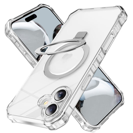 For iPhone 16 Clear Wave MagSafe Holder Phone Case(Transparent) - iPhone 16 Cases by buy2fix | Online Shopping UK | buy2fix